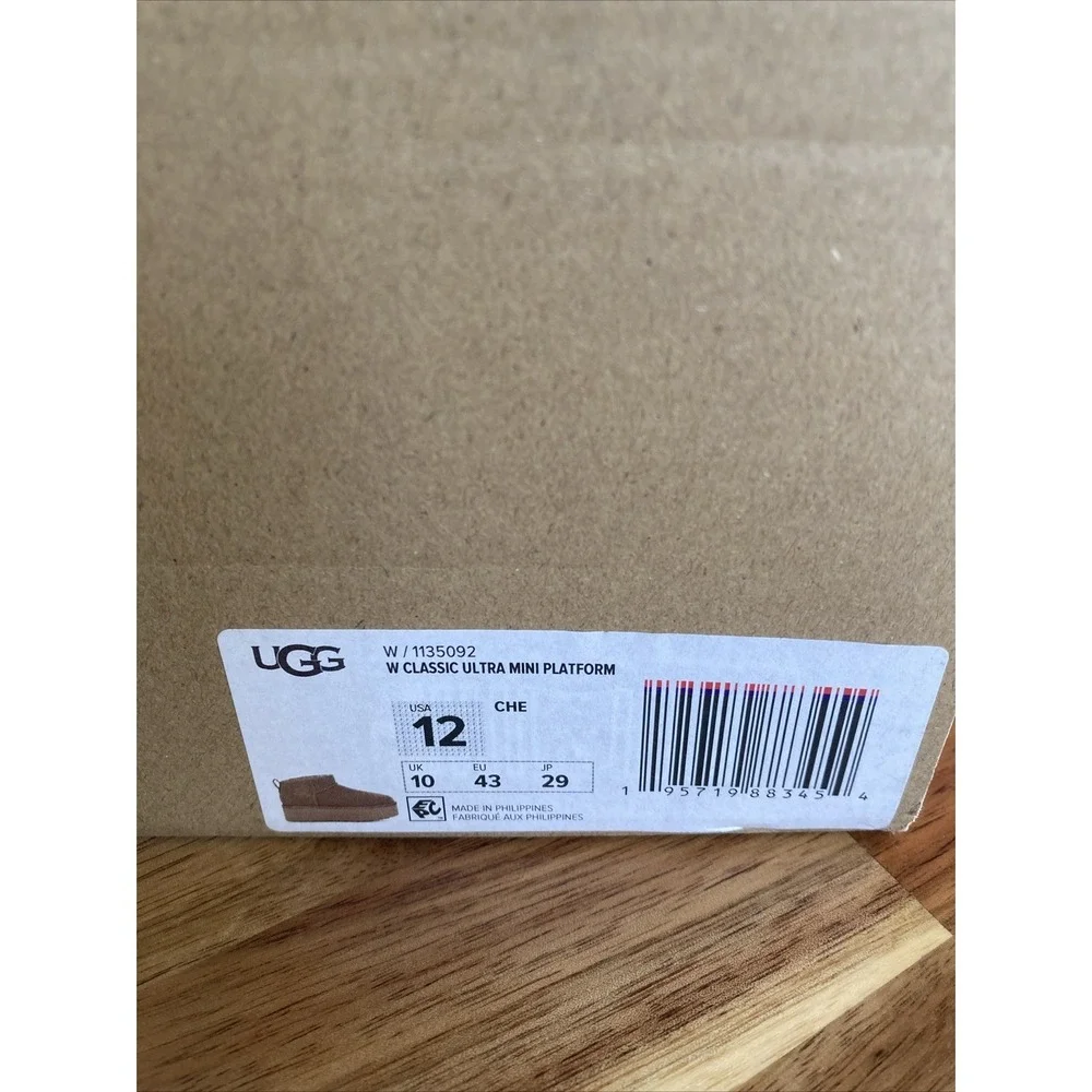 UGG Classic Ultra Mini Platform Womens‎ Size 12 Chestnut Boot 1135092 WORN ONCE - Picture 7 of 7